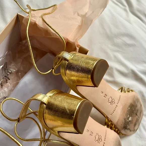 Loeffler Randall Riley Gold Lace Up Sandal Size 8.5 - Picture 6 of 10